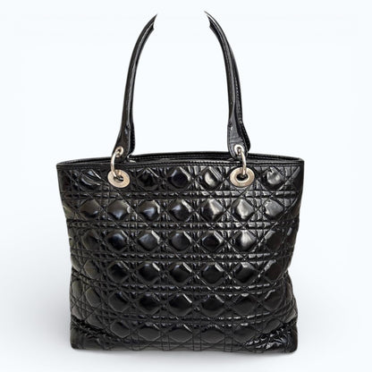 C H R I S T I A N D I O R Panarea Cannage Quilted Canvas Tote Bag Black