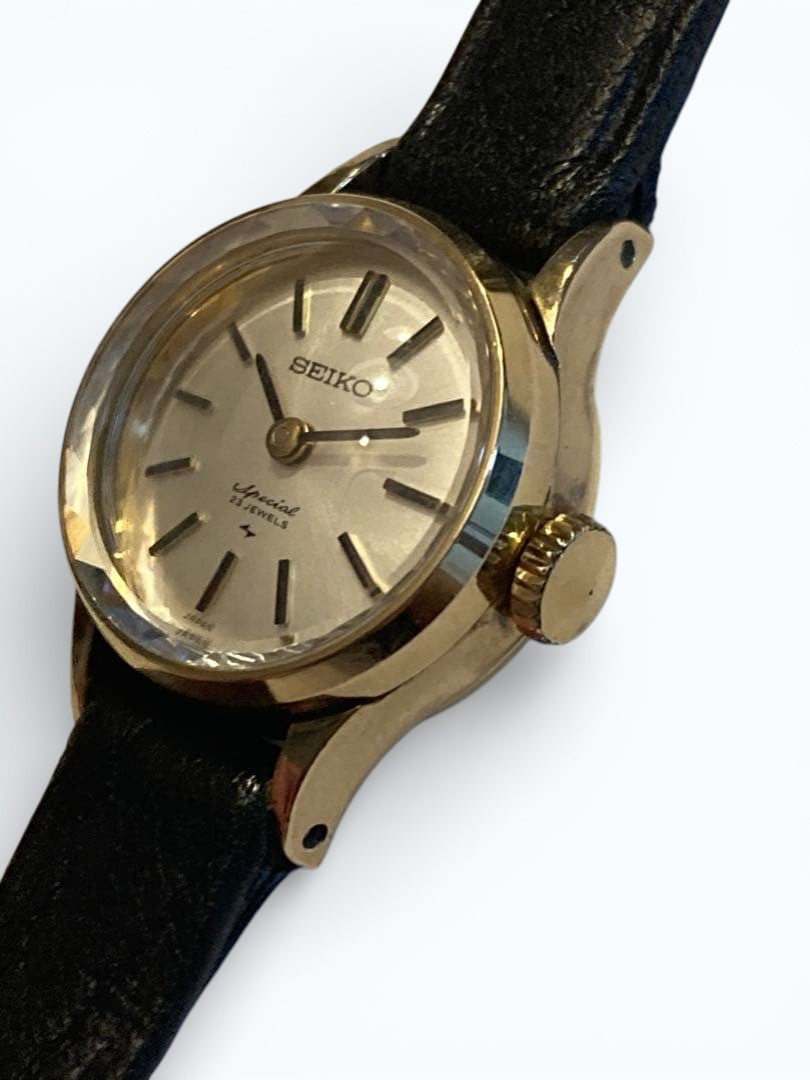 S E I K O Special Vintage Cut Glass Manual Winding Gold Dial Ladies Watch