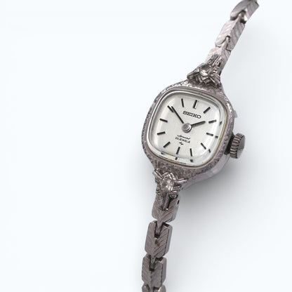 S E I K O Special Vintage Square 2P Diamond Manual Winding Watch 1140-3030