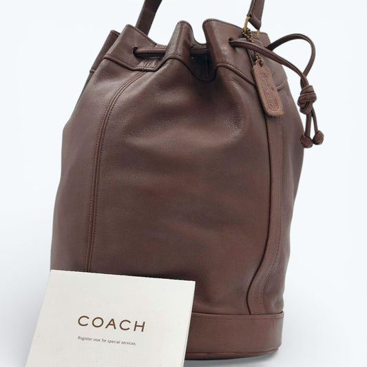 C O A C H Vintage Duffle Sac Bucket Shoulder Bag Brown Leather USA Made