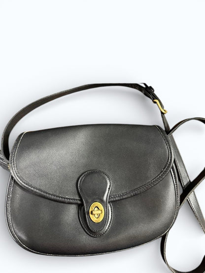 C O A C H Vintage 9954 Leather Shoulder Bag Black Turn-lock USA Made 1996
