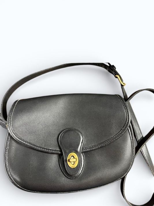 C O A C H Vintage 9954 Leather Shoulder Bag Black Turn-lock USA Made 1996