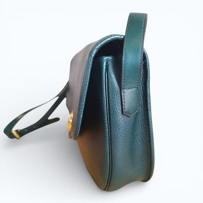 C H R I S T I A N D I O R Vintage CD Logo Smooth Leather Shoulder Bag Green