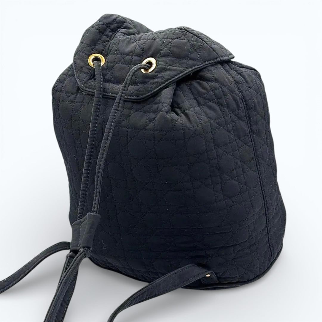 C H R I S T I A N D I O R Vintage Cannage Quilted Mini Backpack Black Red 20cm