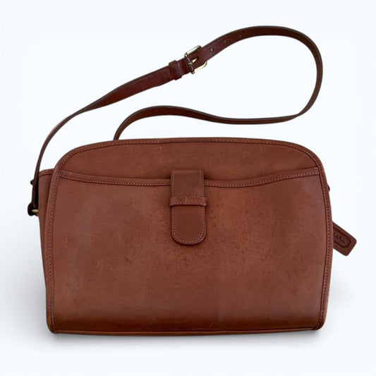 C O A C H Vintage Leather Flap Shoulder Bag Dark Brown USA Made