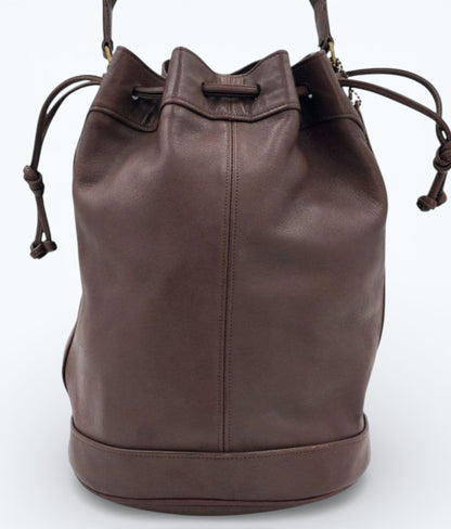 C O A C H Vintage Duffle Sac Bucket Shoulder Bag Brown Leather USA Made