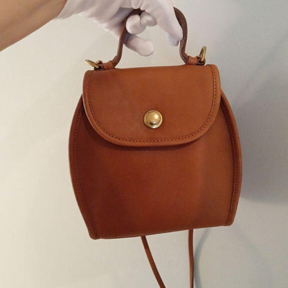 C O A C H Vintage 2WAY German Bolt Clap Leather Handbag Tan USA Made