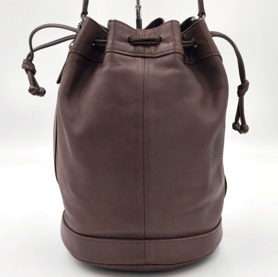 C O A C H Vintage Duffle Sac Bucket Shoulder Bag Brown Leather USA Made