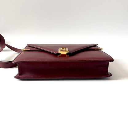 Authentic Cartier Must Line Double Flap Shoulder Bag - Bordeaux Calfskin