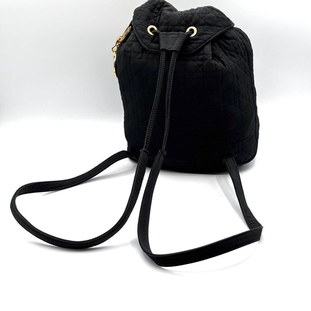 C H R I S T I A N D I O R Vintage Cannage Quilted Mini Backpack Black Red 20cm