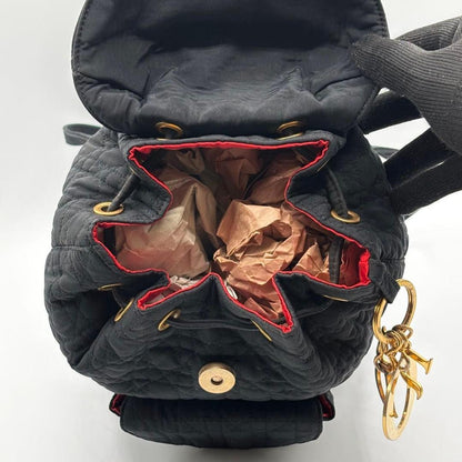C H R I S T I A N D I O R Vintage Cannage Quilted Mini Backpack Black Red 20cm