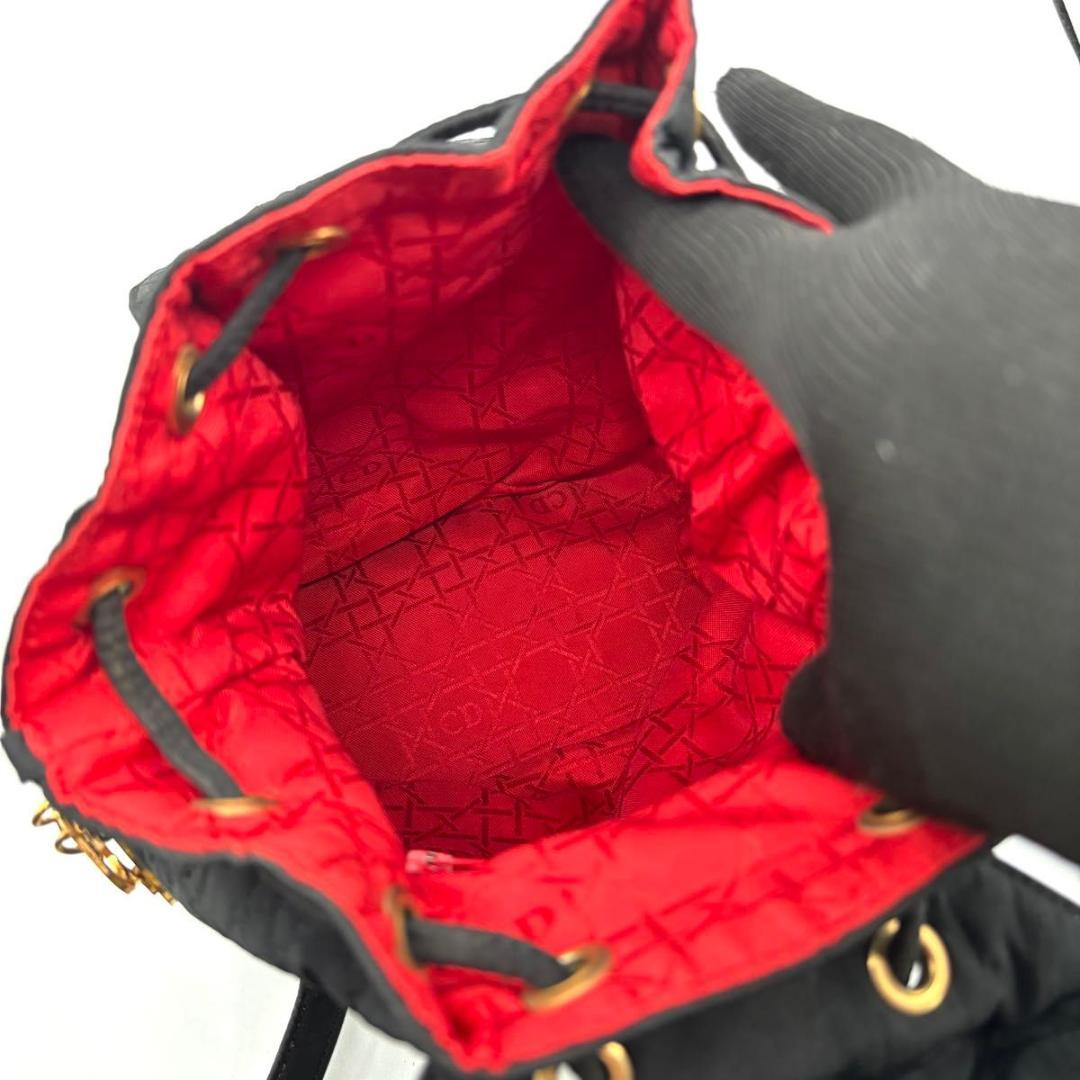 C H R I S T I A N D I O R Vintage Cannage Quilted Mini Backpack Black Red 20cm