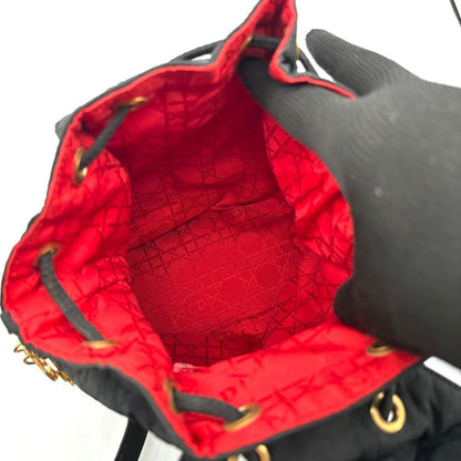 C H R I S T I A N D I O R Vintage Cannage Quilted Mini Backpack Black Red 20cm