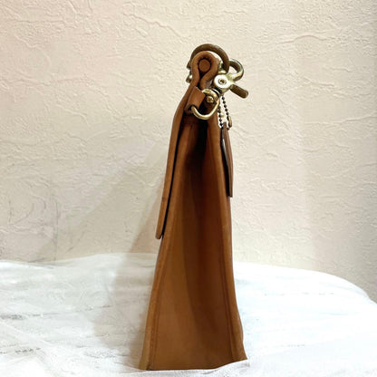 C O A C H Willis Vintage Turnlock Leather 2-Way Top Handle Shoulder Bag Camel Brown USA