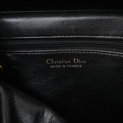 C H R I S T I A N D I O R Vintage CD Buckle Leather Structured Handbag Black