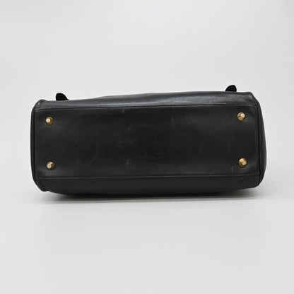 C H R I S T I A N D I O R Vintage CD Buckle Leather Structured Handbag Black