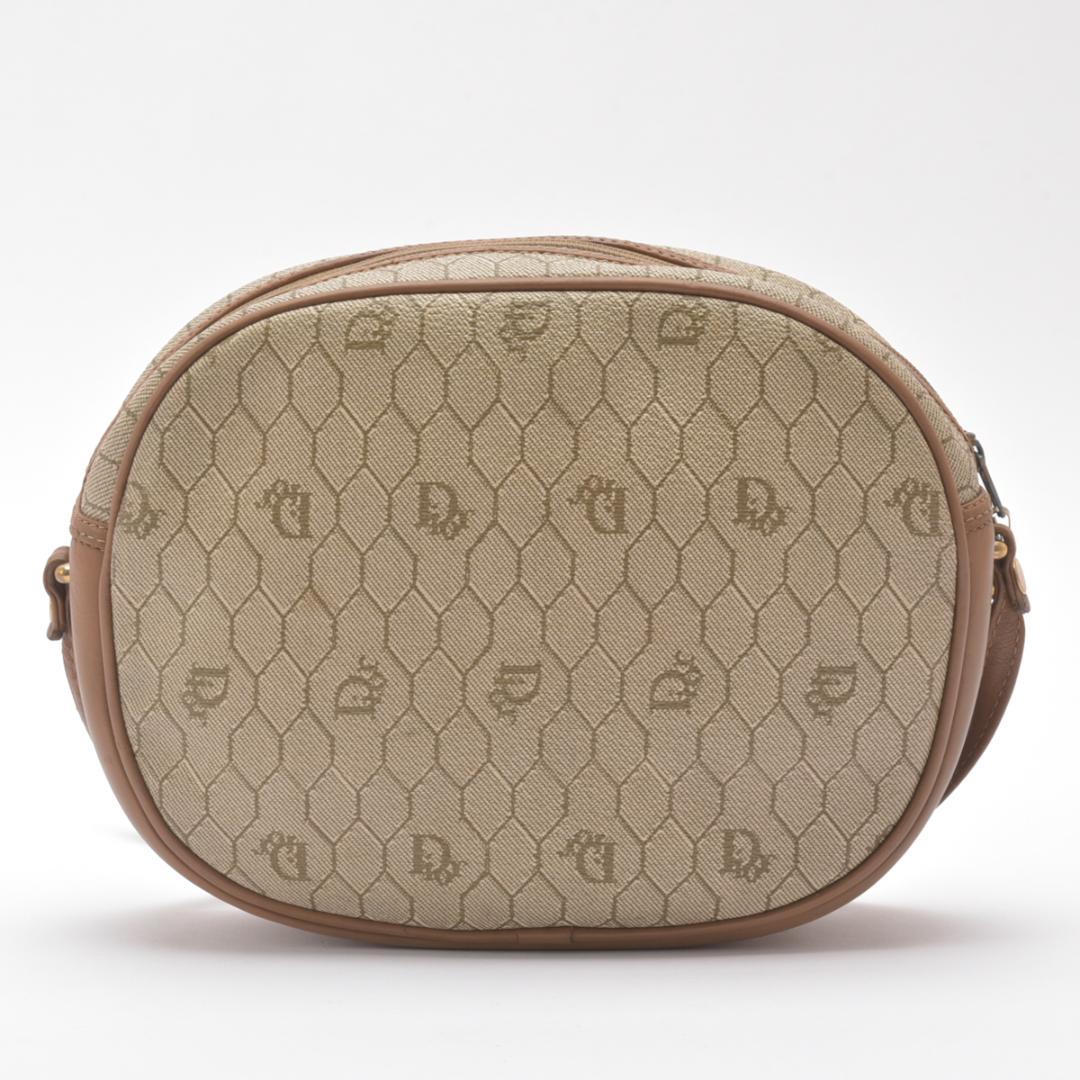 C H R I S T I A N D I O R Vintage Honeycomb Monogram PVC Leather Shoulder Bag Beige