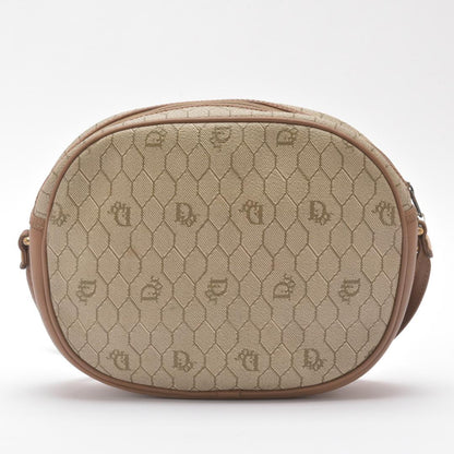 C H R I S T I A N D I O R Vintage Honeycomb Monogram PVC Leather Shoulder Bag Beige