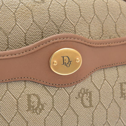 C H R I S T I A N D I O R Vintage Honeycomb Monogram PVC Leather Shoulder Bag Beige