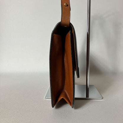 C H R I S T I A N D I O R Vintage Leather CD Logo Flap Shoulder Bag Brown