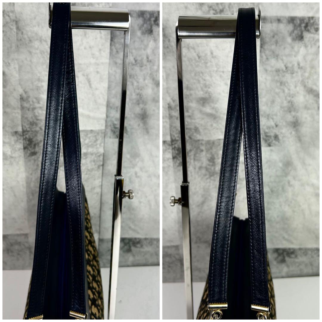 C H R I S T I A N D I O R Vintage Trotter Monogram Canvas Shoulder Bag Navy