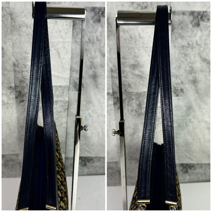 C H R I S T I A N D I O R Vintage Trotter Monogram Canvas Shoulder Bag Navy