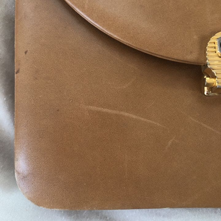C H R I S T I A N D I O R Vintage CD Logo Chain Leather Flap Shoulder Bag Camel