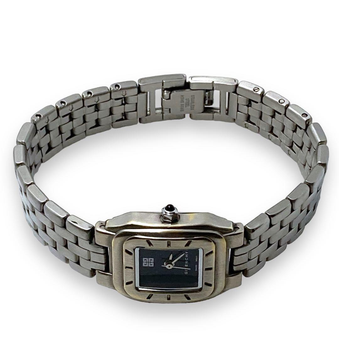 RARE Vintage GIVENCHY Silver Tonneau Ladies Watch – Onyx Crown