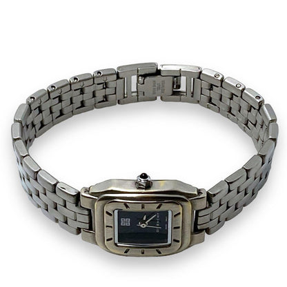RARE Vintage GIVENCHY Silver Tonneau Ladies Watch – Onyx Crown
