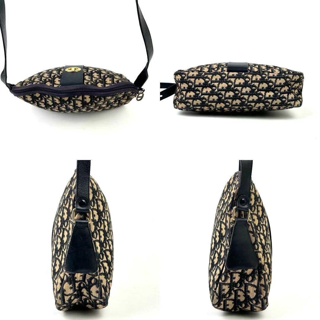 C H R I S T I A N D I O R Vintage Trotter Monogram Canvas 2WAY Shoulder Bag Navy