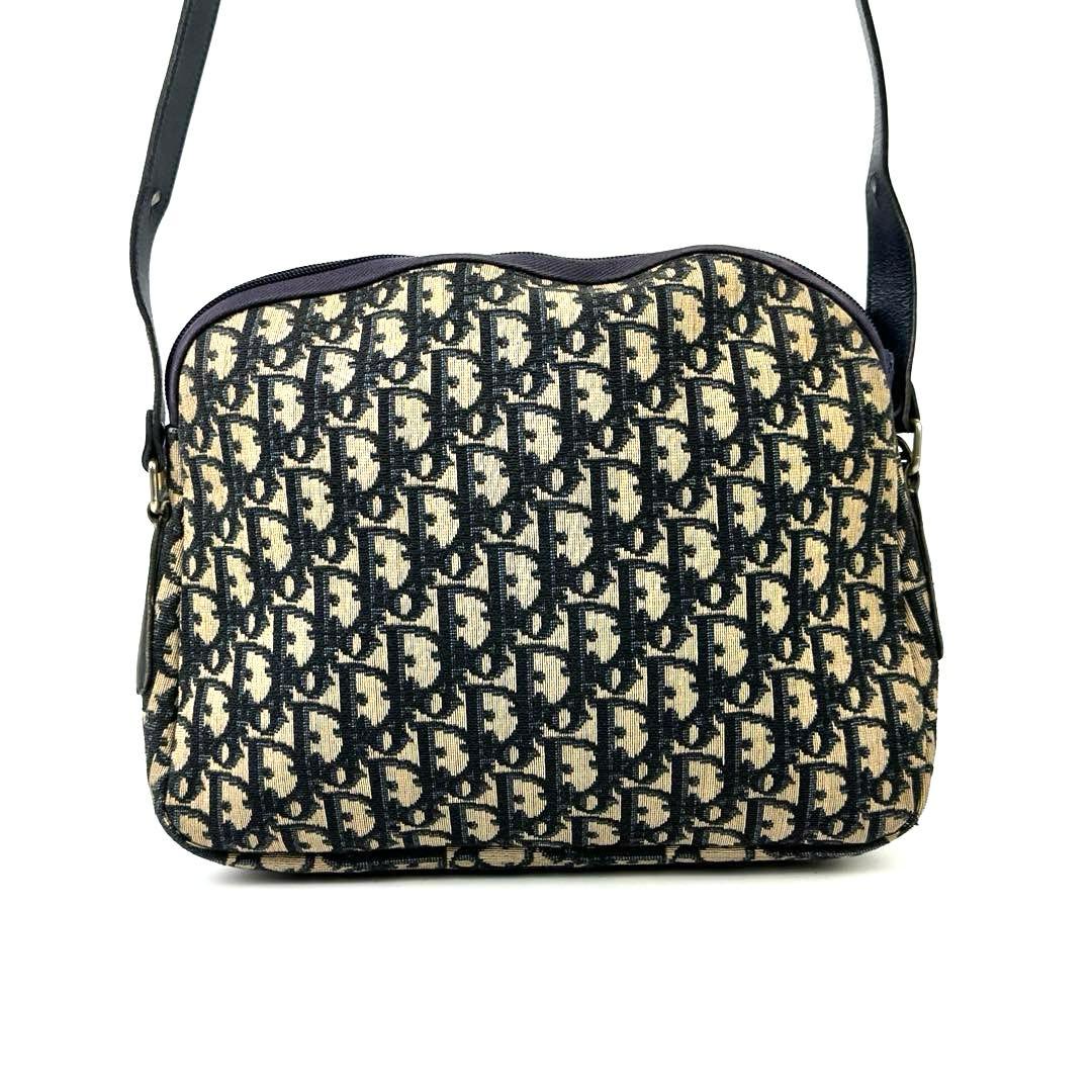 C H R I S T I A N D I O R Vintage Trotter Monogram Canvas 2WAY Shoulder Bag Navy