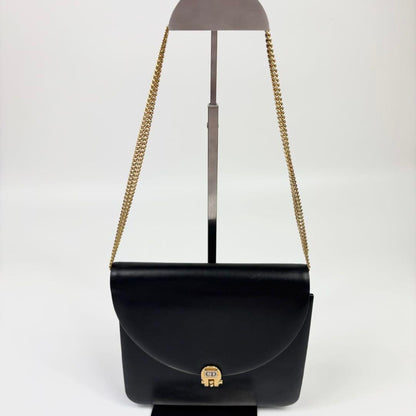 C H R I S T I A N D I O R Vintage CD Logo Chain Leather Flap Shoulder
