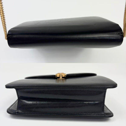 C H R I S T I A N D I O R Vintage CD Logo Chain Leather Flap Shoulder