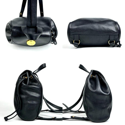 C H R I S T I A N D I O R Vintage Oval CD Logo Leather Drawstring Backpack Black