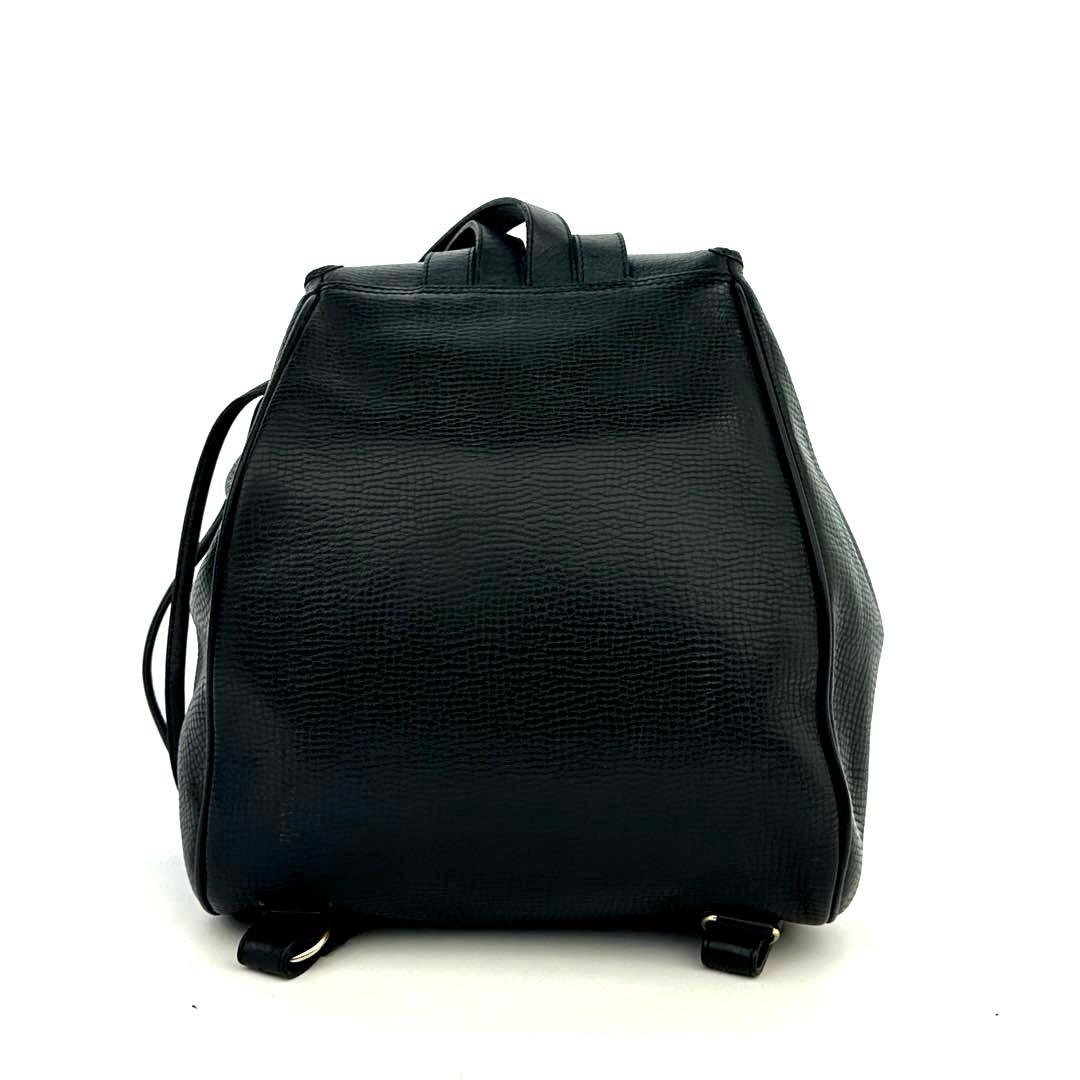 C H R I S T I A N D I O R Vintage Oval CD Logo Leather Drawstring Backpack Black