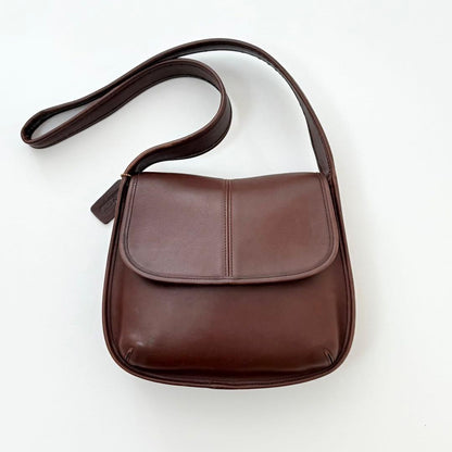 C O A C H Vintage Ergo Flap Leather Shoulder Bag Dark Brown USA Made