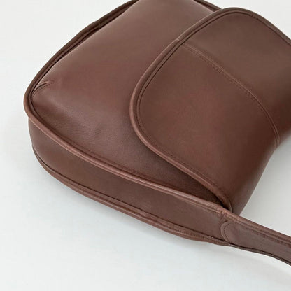 C O A C H Vintage Ergo Flap Leather Shoulder Bag Dark Brown USA Made