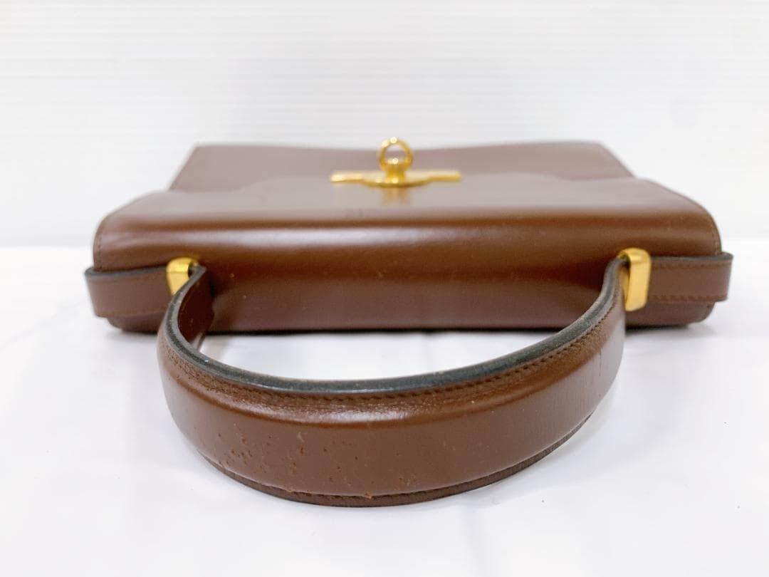 C H R I S T I A N D I O R Vintage Leather Top Handle Handbag Brown Made in France