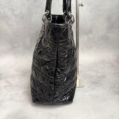 C H R I S T I A N D I O R Panarea Cannage Quilted Canvas Tote Bag Black