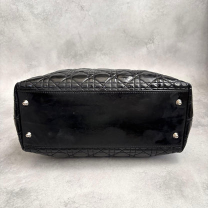 C H R I S T I A N D I O R Panarea Cannage Quilted Canvas Tote Bag Black