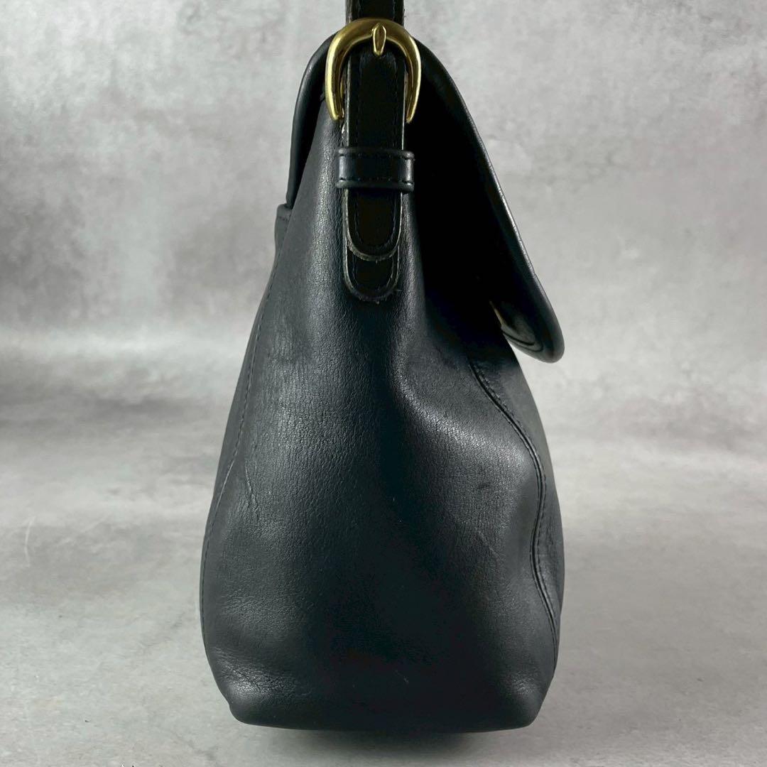 C O A C H Vintage 4108 Leather Flap Shoulder Bag Black USA Made