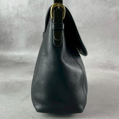 C O A C H Vintage 4108 Leather Flap Shoulder Bag Black USA Made