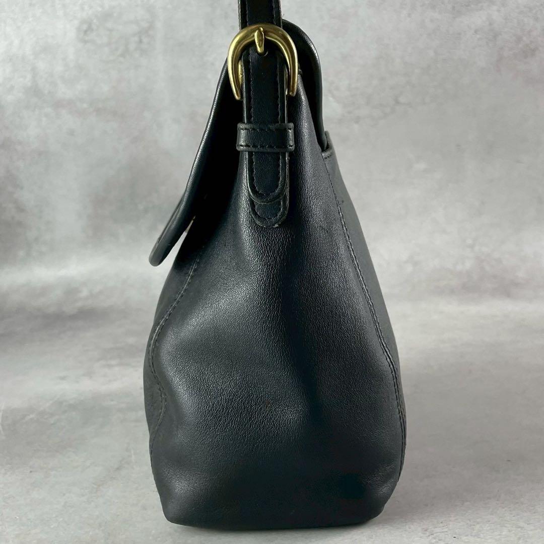 C O A C H Vintage 4108 Leather Flap Shoulder Bag Black USA Made