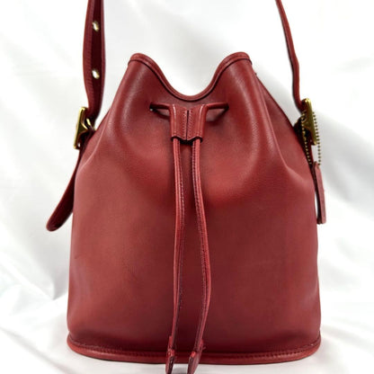 Vintage O L D C O A C H 9952 Drawstring Bucket Bag – Made in USA (Rich Red Leather)