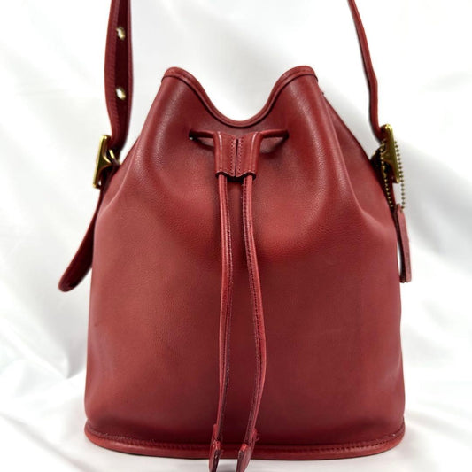 Vintage O L D C O A C H 9952 Drawstring Bucket Bag – Made in USA (Rich Red Leather)