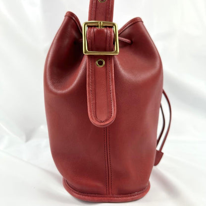 Vintage O L D C O A C H 9952 Drawstring Bucket Bag – Made in USA (Rich Red Leather)
