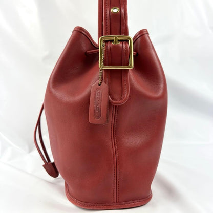 Vintage O L D C O A C H 9952 Drawstring Bucket Bag – Made in USA (Rich Red Leather)