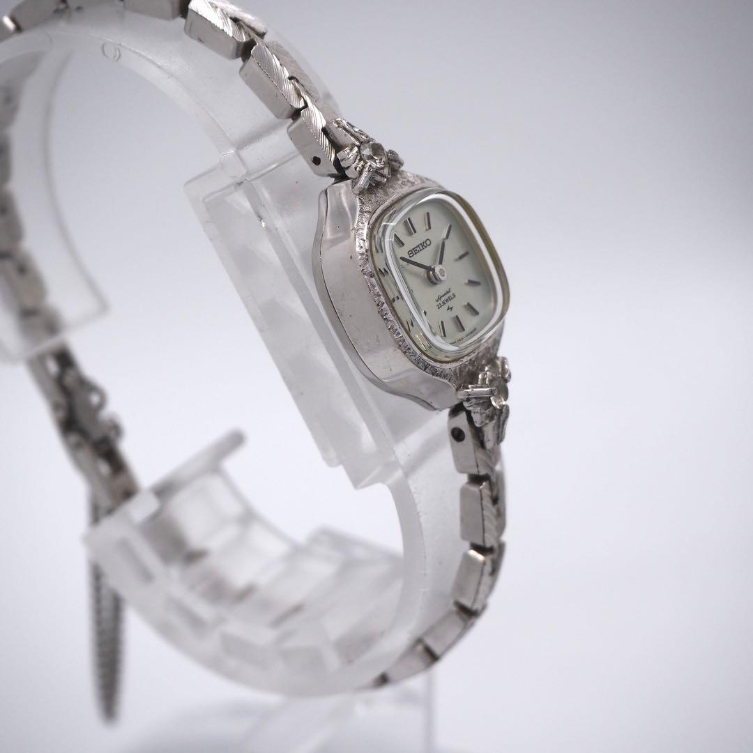 S E I K O Special Vintage Square 2P Diamond Manual Winding Watch 1140-3030