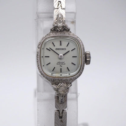 S E I K O Special Vintage Square 2P Diamond Manual Winding Watch 1140-3030