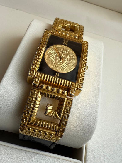 ARCHIVAL Gianni Versace Medusa Gold Watch – 90s Vintage Swiss Quartz
